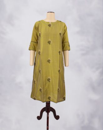 Picture of Lime Green Thread Embroidered Kurti