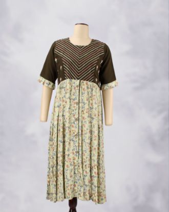 Picture of Green Floral Printed Kurti