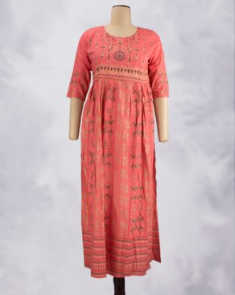 Picture of Pink Gold Printed Kurti