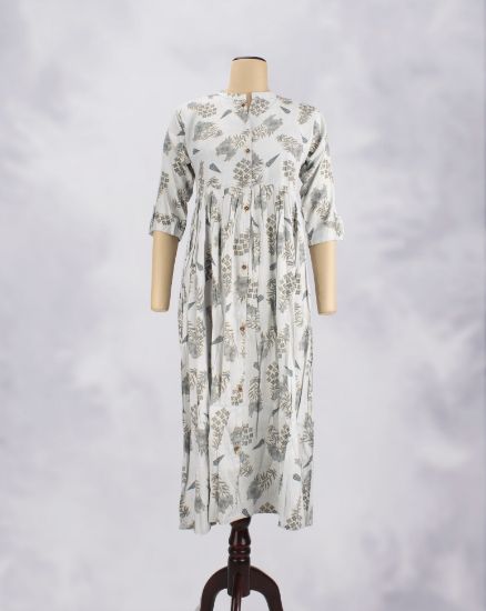 Picture of Off White Rayon Floral Printed Kurti