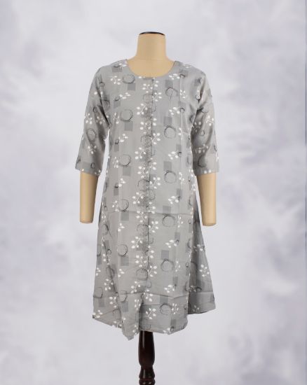 Picture of Grey Floral Printed Kurti