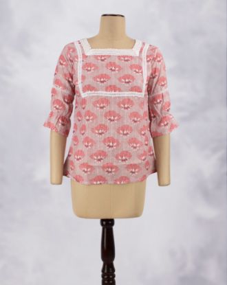 Picture of Pink Floral Printed Trendy Top