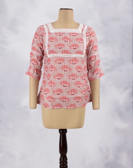 Picture of Pink Floral Printed Trendy Top