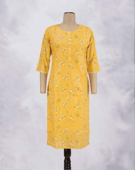 Picture of Yellow Floral Printed Kurti