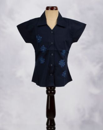 Picture of Navy Blue Embroidered Western Top