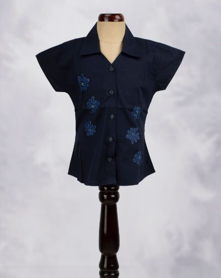 Picture of Navy Blue Embroidered Western Top