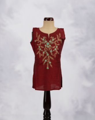 Picture of Maroon Embroidered Crop Top