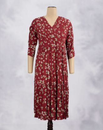 Picture of Maroon V-Neck Frill Kurti