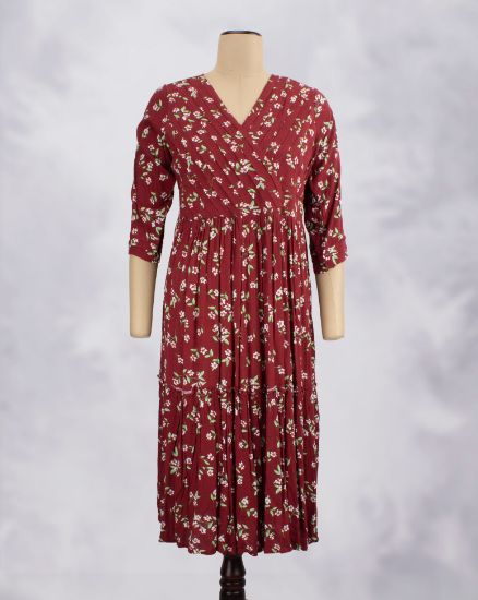 Picture of Maroon V-Neck Frill Kurti