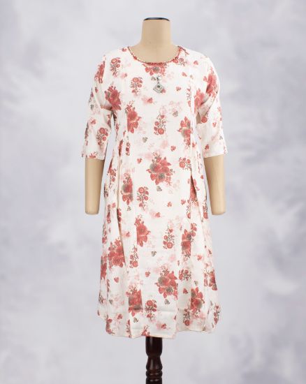 Picture of Red Gold Printed Kurti