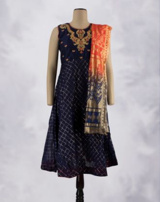 Picture of Blue Zari Embroidery Work Anarkali