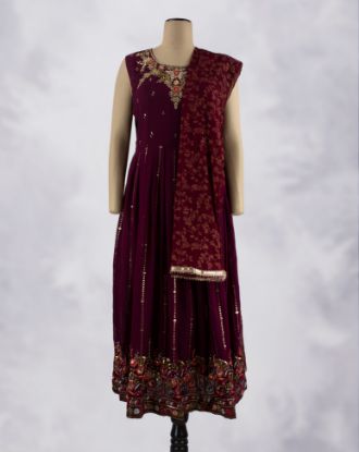 Picture of Red Full Sequence work Anarkali 