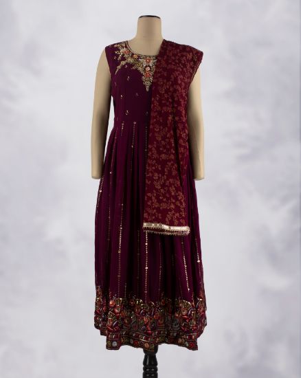 Picture of Red Full Sequence work Anarkali 