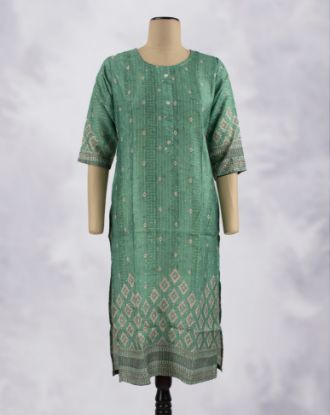Picture of Green Silk Cotton Digital Printed Kurti