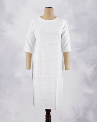 Picture of White Silk Cotton Straight Kurti