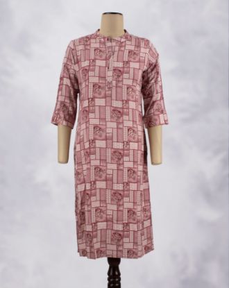 Picture of Pink Rayon Chinese Collar Straight Kurti
