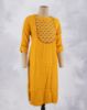 Picture of Yellow Rayon Embossed Work Straight Kurti