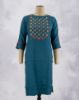 Picture of Dark Blue Rayon Embossed Work Straight Kurti
