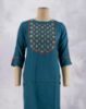 Picture of Dark Blue Rayon Embossed Work Straight Kurti