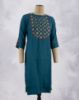 Picture of Dark Blue Rayon Embossed Work Straight Kurti