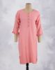 Picture of Lite Orange Rayon Vertical Line work Straight Kurti
