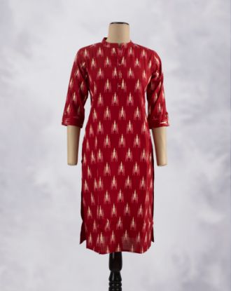Picture of Red Cotton Straight Kurti