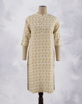 Picture of Ivory Cotton Golden Prints Kurti