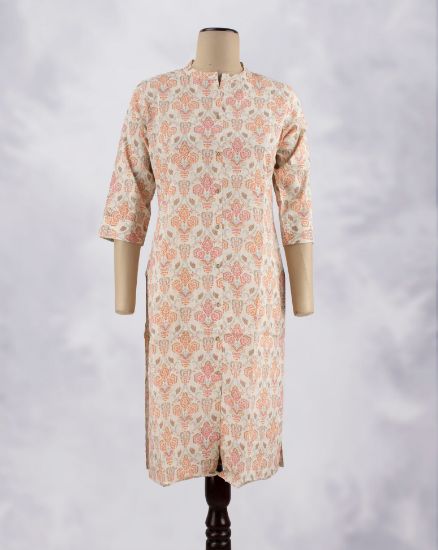 Picture of Orange Chinese Collar Kurti