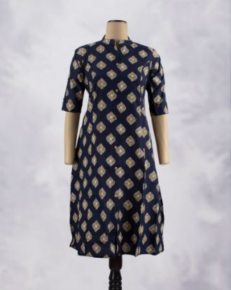 Picture of Dark Blue Motif's Prints Kurti