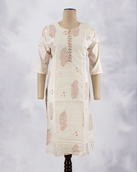 Picture of Ivory Embroidery Works Straight Kurti