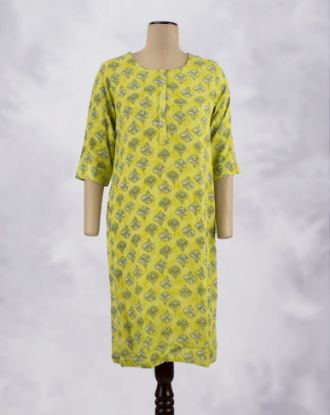Picture of Apple Green Printed Straight Kurti