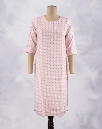 Picture of Pink Floral Motif's Printed Straight Kurti