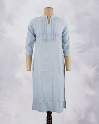 Picture of Sky Blue Thread Works Straight Kurti
