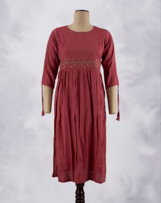 Picture of Maroon Embroidery Works Straight Kurti