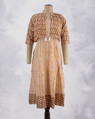 Picture of Golden Brown Coat Style Umbrella Kurti