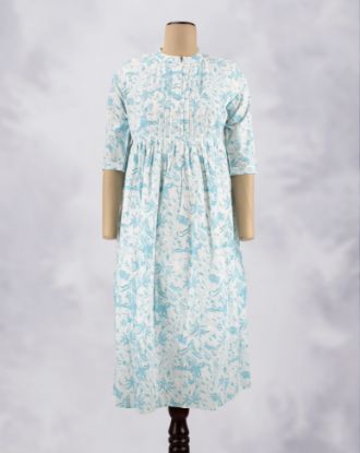 Picture of Sky Blue Motif's Prints Umbrella Kurti