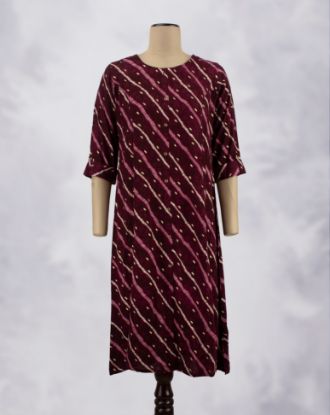 Picture of Maroon Golden Prints Umbrella Kurti