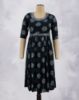 Picture of Dark Blue Neck Embroidery Prints Umbrella Kurti