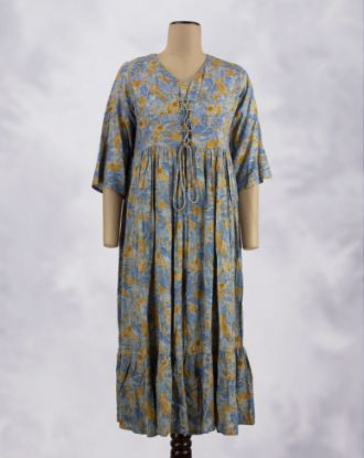 Picture of Blue Zamiki Work Prints Umbrella Kurti