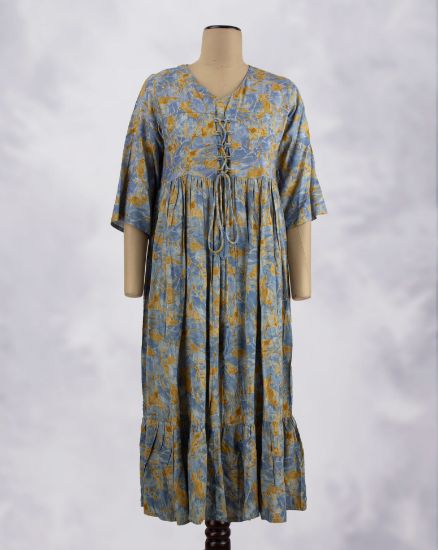 Picture of Blue Zamiki Work Prints Umbrella Kurti