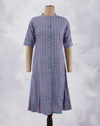 Picture of Blue Round Neck Umbrella Kurti