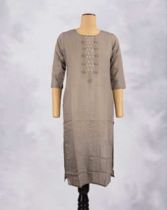 Picture of Grey Sequence Works Straight Kurti 