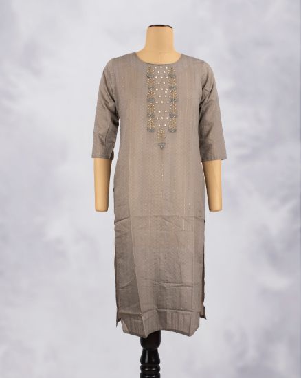 Picture of Grey Sequence Works Straight Kurti 
