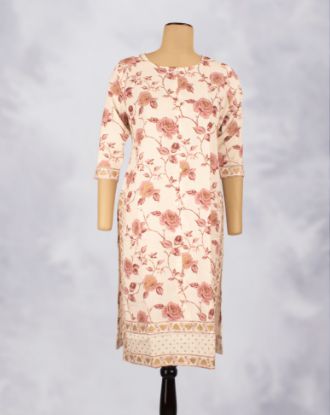 Picture of Pink Gold Prints Straight Kurti