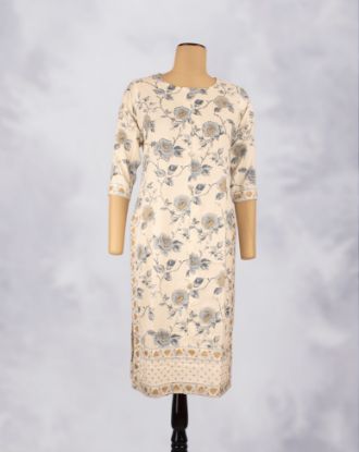 Picture of  Blue Floral Prints Straight Kurti