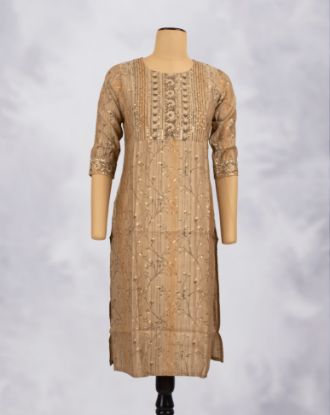Picture of  Lite Green Sequence Works Straight Kurti