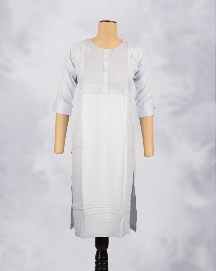 Picture of Blue Embroidery Straight Kurti