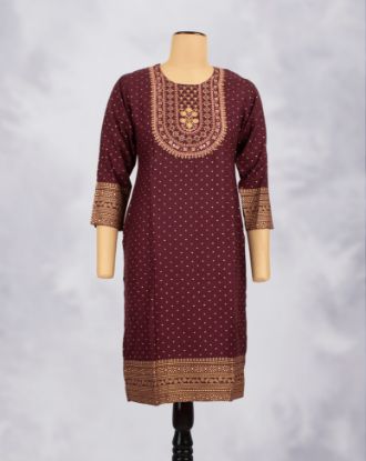 Picture of  Vine Gold Prints Straight Kurti