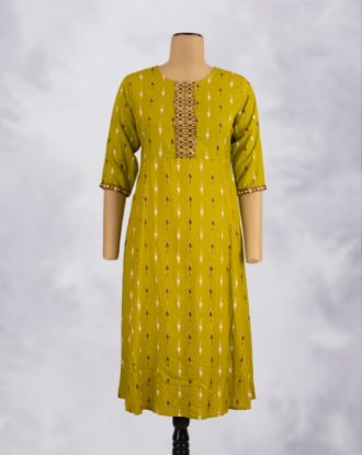Picture of Apple Green Mirror Umbrella Kurti