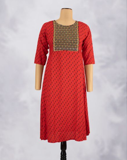 Picture of Red Sequence Umbrella Kurti